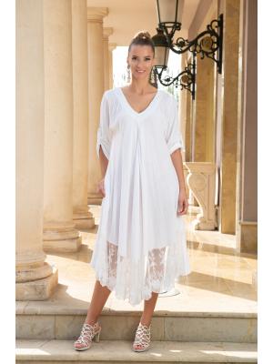 Сукня з мереживною вставкою та кишенями 5070-F-white-C